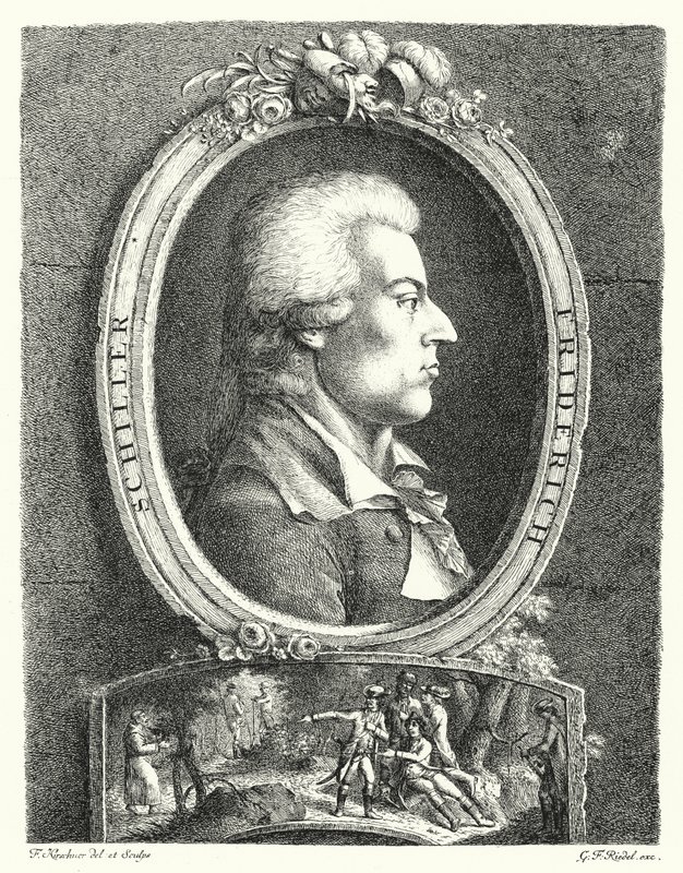 Friedrich Schiller, poeta, dramaturgo e filósofo alemão (gravura) de Friedrich Kirschner