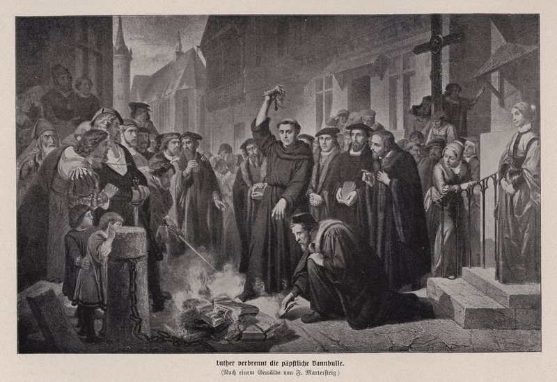 Martin Luther queimando a bula papal em Wittenberg, Alemanha de Friedrich Wilhelm Heinrich Martersteig