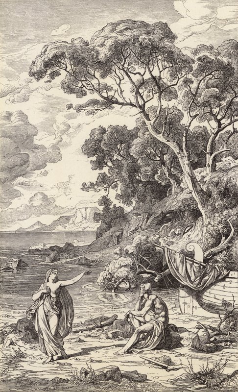 Odisseu e Calipso (gravura) de Friedrich the Elder Preller