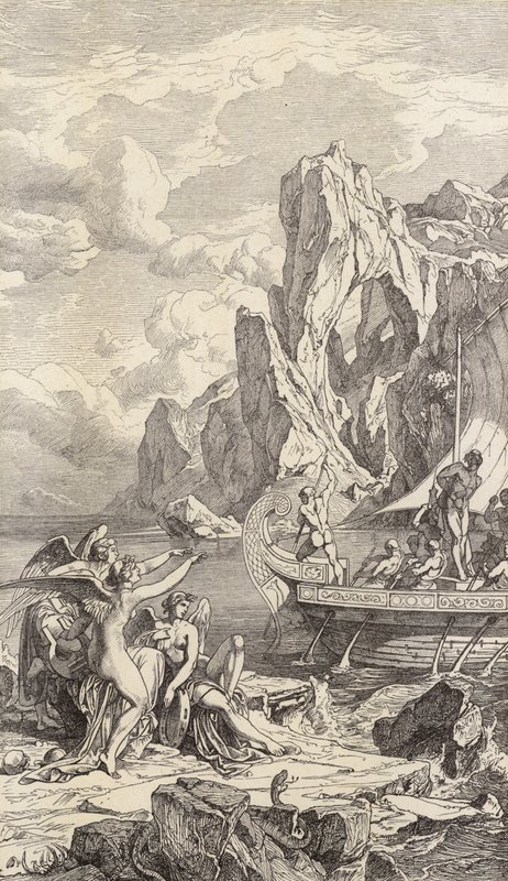 Odisseu e as sereias (gravura) de Friedrich the Elder Preller