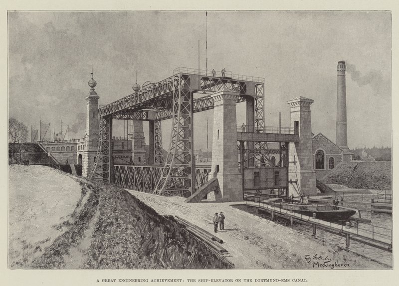 Uma grande realização de engenharia, o elevador de navios no Canal Dortmund-Ems de Fritz Stoltenberg