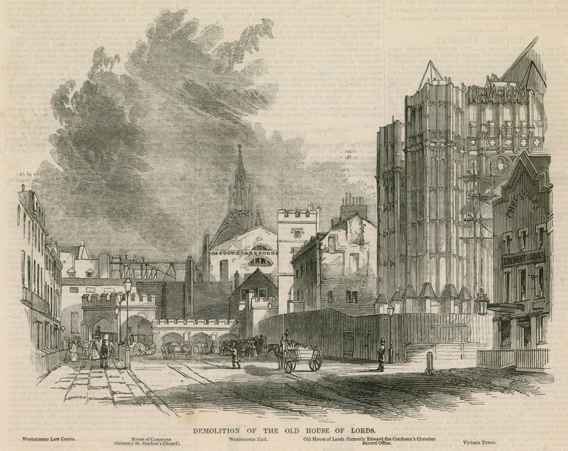 Demolição da antiga Câmara dos Lordes de G.F. Sargent