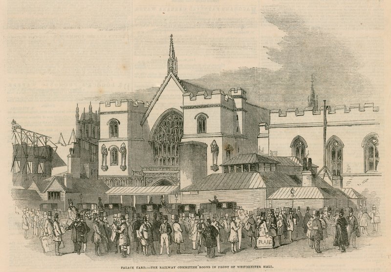 Pátio do Palácio, as salas do Comitê Ferroviário em frente ao Westminster Hall de G.F. Sargent