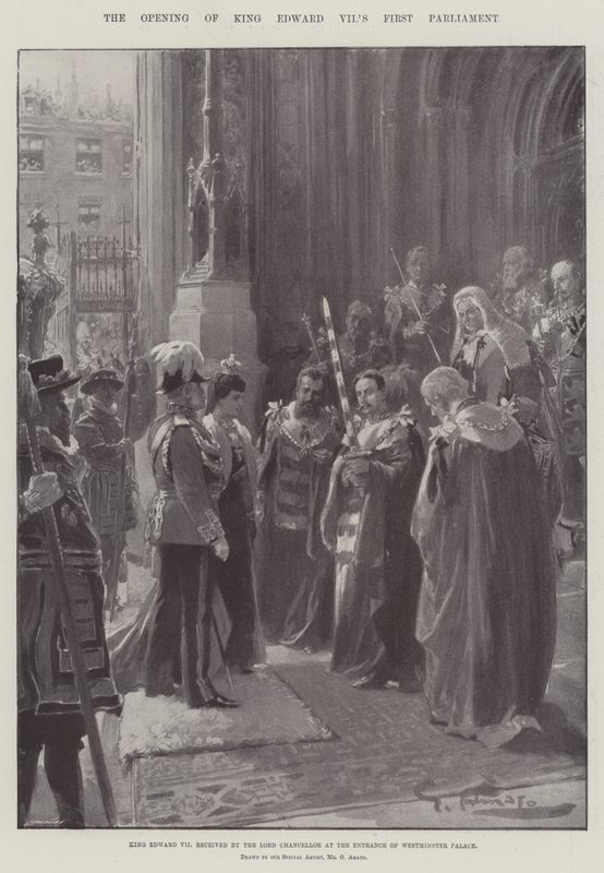 A Abertura do Primeiro Parlamento do Rei Edward VII de G.S. Amato