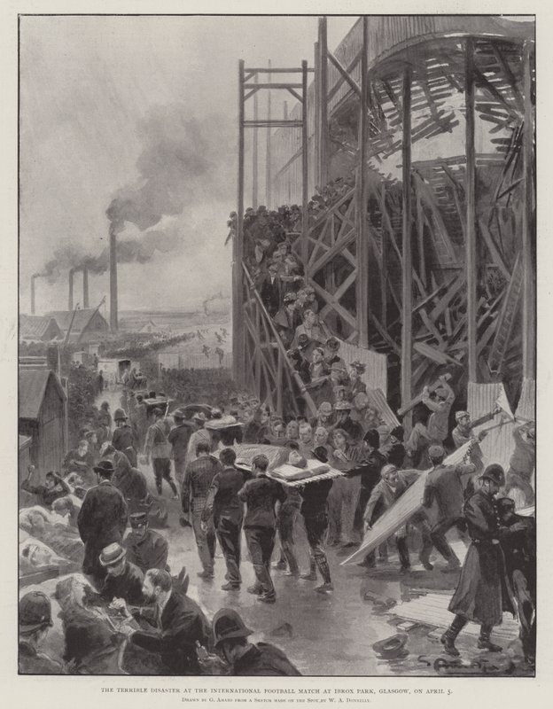 O Terrible Disaster no International Football Match em Ibrox Park, Glasgow, em 5 de abril de G.S. Amato