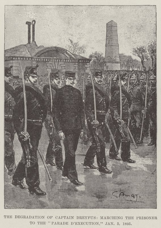 A Degradação do Capitão Dreyfus, marchando o Prisioneiro para a Parada da Execução, 5 de janeiro de 1895 de G.S. Amato