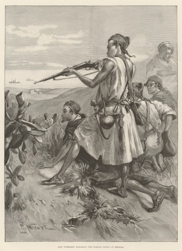 Riff Tribesmen assediar as tropas espanholas em Melilla de Gabriel Nicolet
