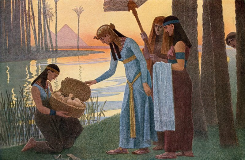 Descoberta do bebê Moses nos juncos no Egito de Gebhard Fugel