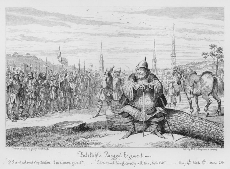 O regimento irregular de Falstaff de George Cruikshank
