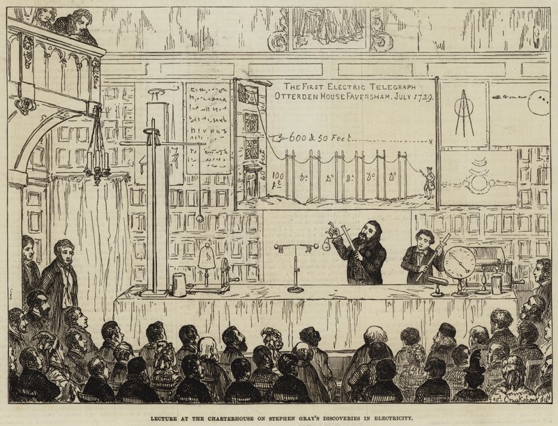 Palestra na Charterhouse sobre as descobertas de eletricidade de Stephen Gray de George Cruikshank