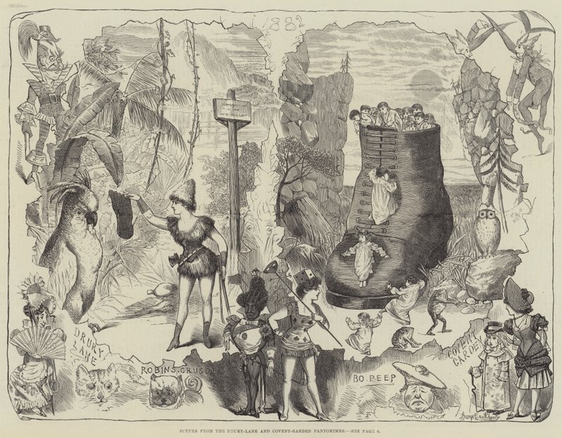 Cenas da Pantomimes de Drury-Lane e Covent-Garden de George Cruikshank