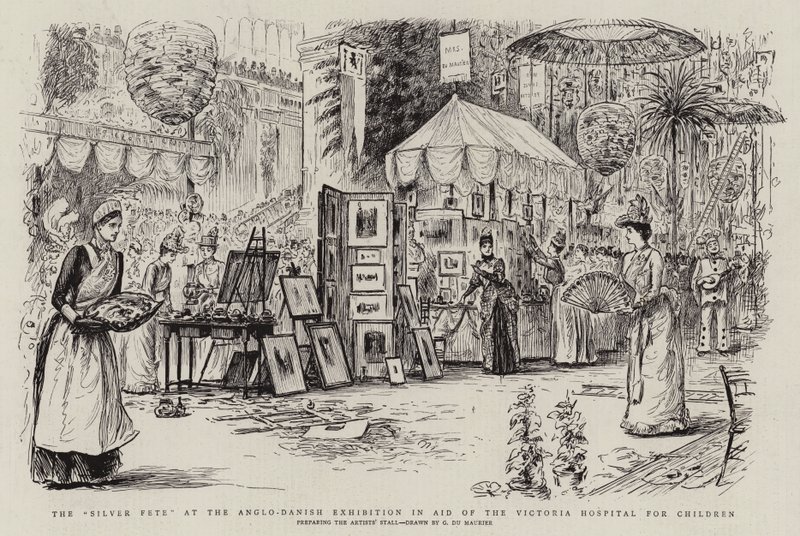 O Fete de Prata na Exposição Anglo-Dinamarquesa de Ajuda ao Hospital Victoria para Crianças de George du Maurier