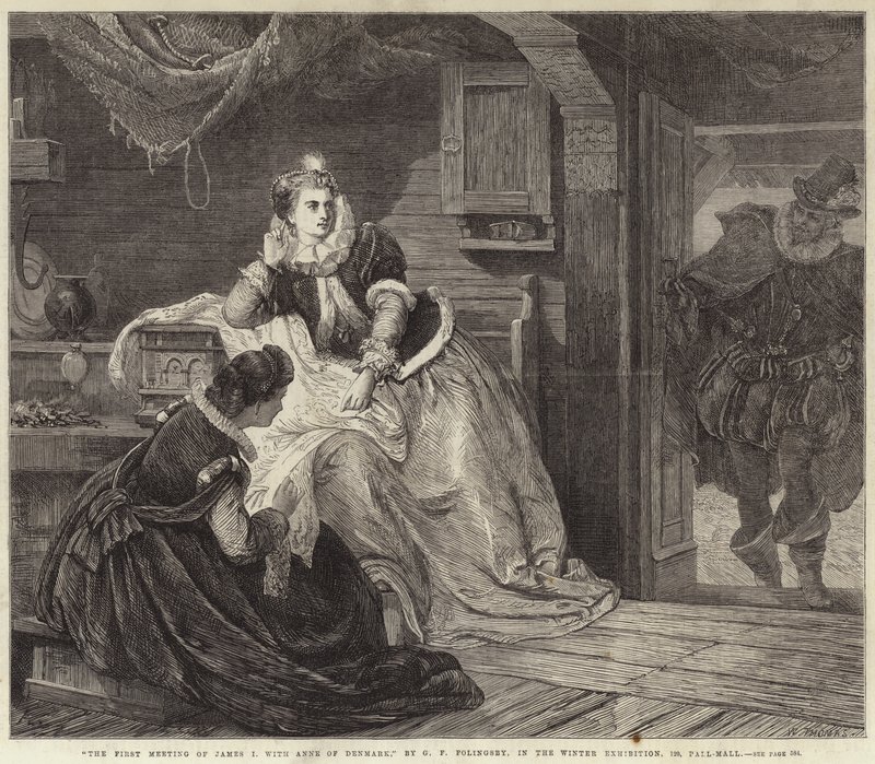 O primeiro encontro de Jaime I com Ana da Dinamarca de George Frederick Folingsby