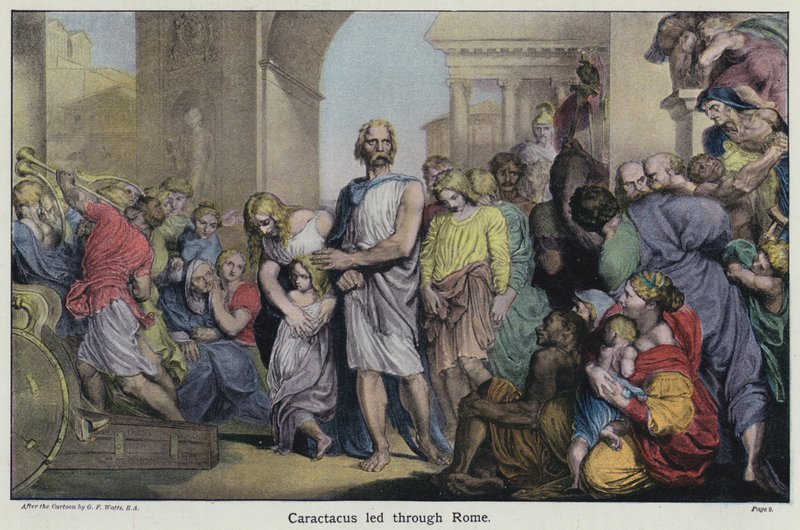 Caractacus conduziu através de Roma de George Frederick after Watts