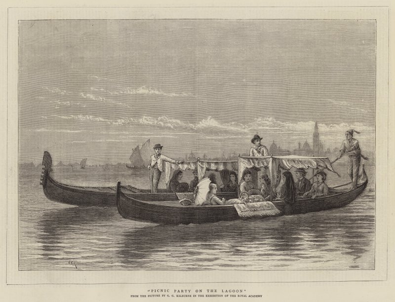 Festa de piquenique na lagoa de George Goodwin Kilburne