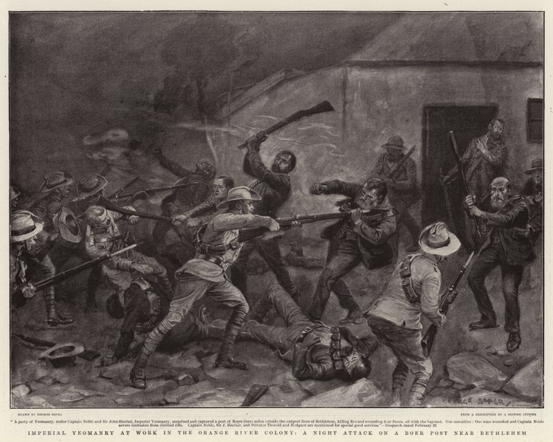 Imperial Yeomanry no trabalho na Colônia do Rio Orange, um ataque noturno em um Boer Post perto de Belém de George Soper