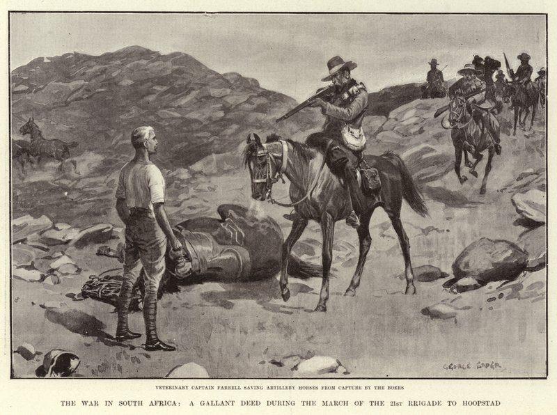 A guerra na África do Sul, um Gallant Deed durante a Marcha da 21ª Brigada para Hoopstad de George Soper