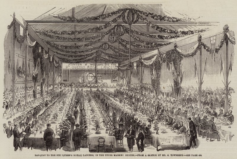 Banquete para o 9º (Queen&39;s Royal) lanceiros, no mercado superior, Exeter de George Townsend