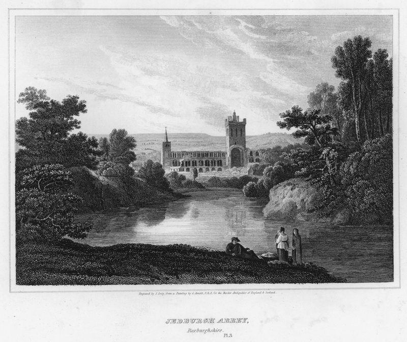 Abadia de Jedburgh, Roxburghshire (gravura) de George (after) Arnald