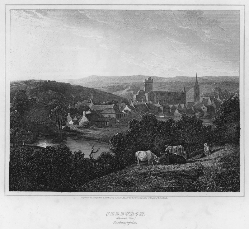 Jedburgh, General View, Roxburghshire (gravura) de George (after) Arnald