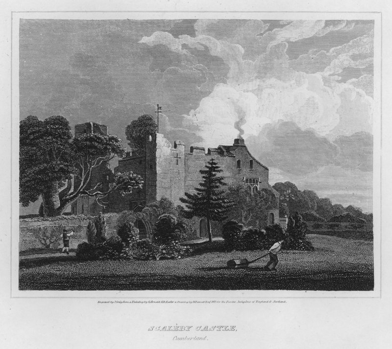 Scaleby Castle, Cumberland (gravura) de George (after) Arnald