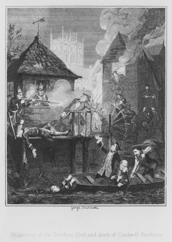 Dispersão do Clube Jacobita e morte de Cordwell Firebras (gravura) de George (after) Cruikshank