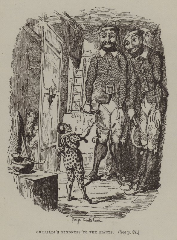 A Bondade de Grimaldi para com os Giants (gravura) de George (after) Cruikshank