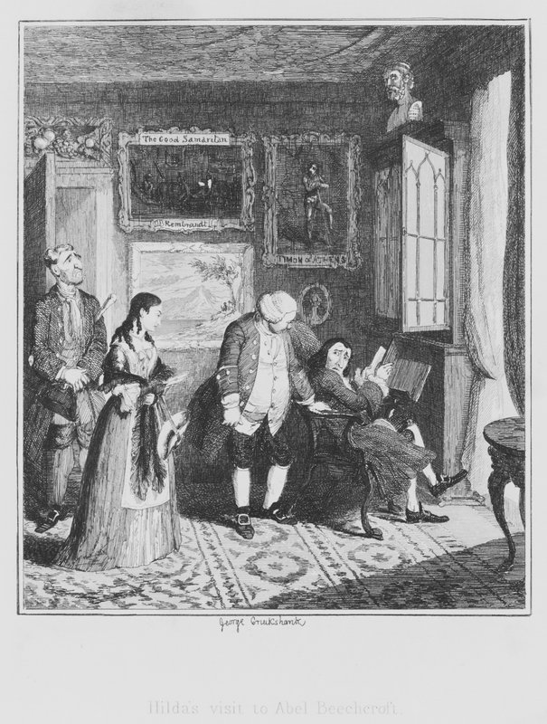 A visita de Hilda a Abel Beechcroft (gravura) de George (after) Cruikshank