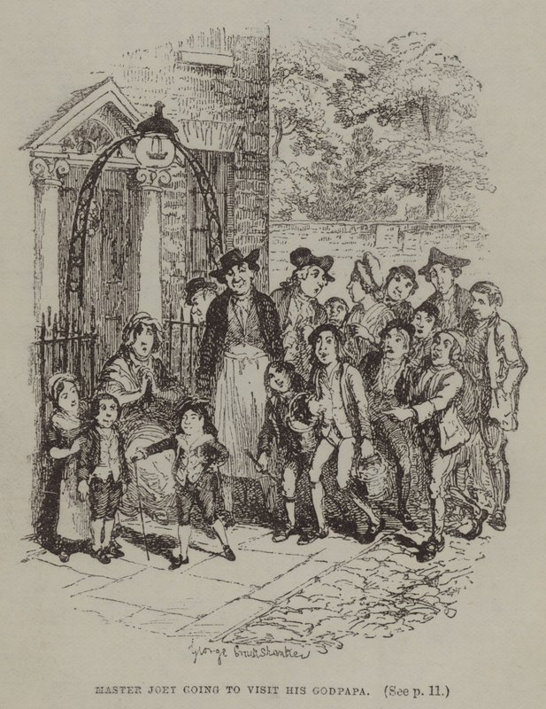 Mestre Joey vai visitar o seu Godpapa (gravura) de George (after) Cruikshank