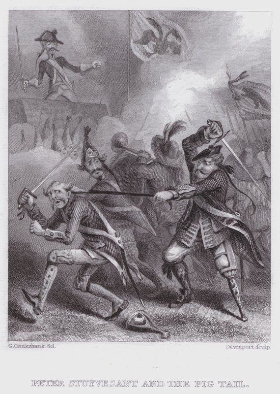 Peter Stuyvesant e o rabo de porco (gravura) de George (after) Cruikshank