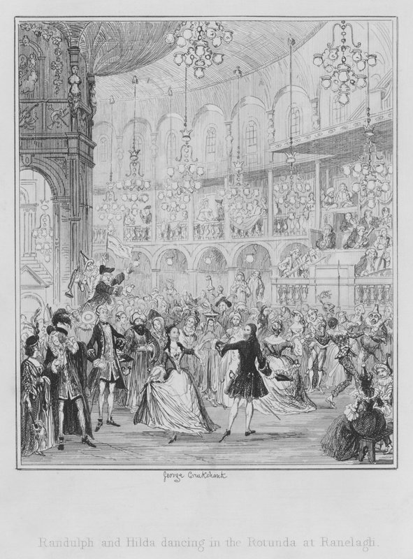 Randulph e Hilda dançando na Rotunda em Ranelagh (gravura) de George (after) Cruikshank