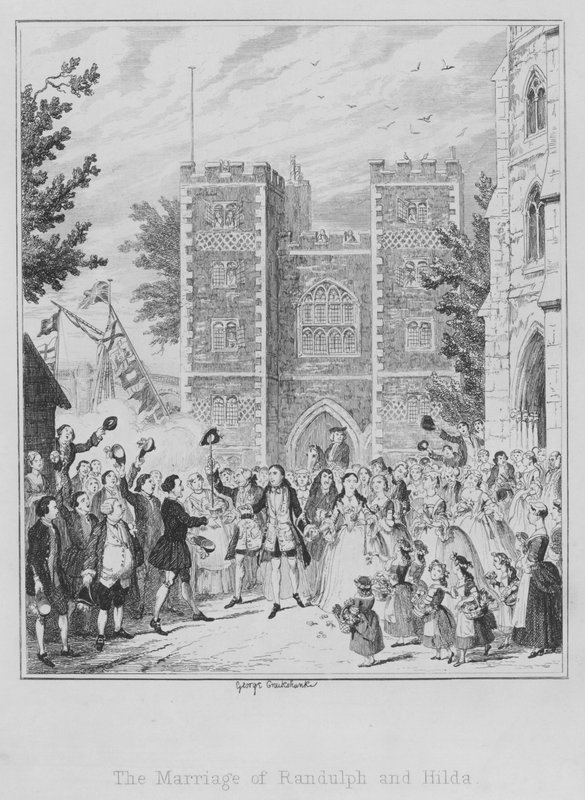 O Casamento de Randulph e Hilda (gravura) de George (after) Cruikshank