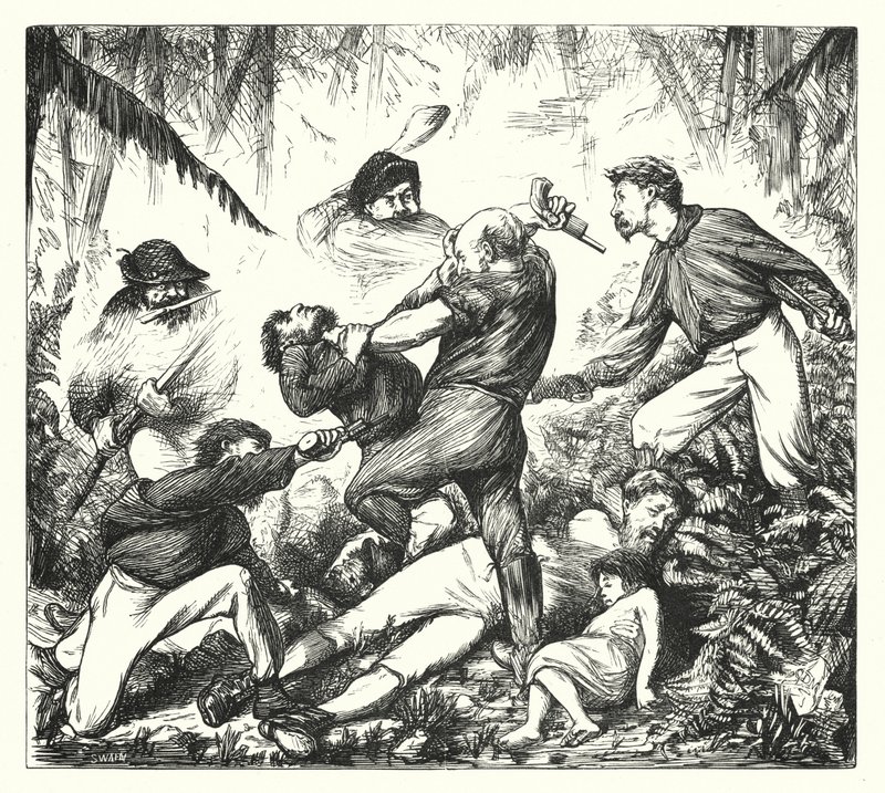Um duelo de espingardas no Arkansas (gravura) de George (after) Du Maurier