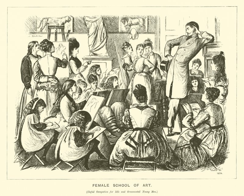 Escola de Arte Feminina (gravura) de George (after) Du Maurier