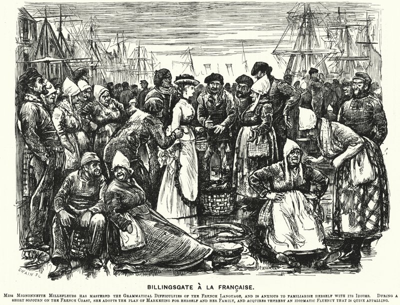 Soco cartoon: Billingsgate a la Francaise (gravura) de George (after) Du Maurier