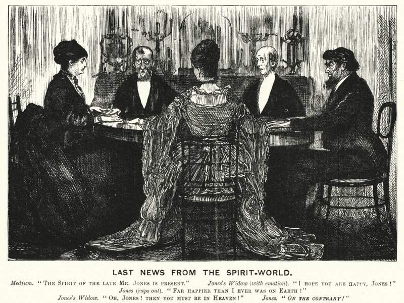 Soco cartoon: Últimas Notícias do Mundo Espiritual (gravura) de George (after) Du Maurier