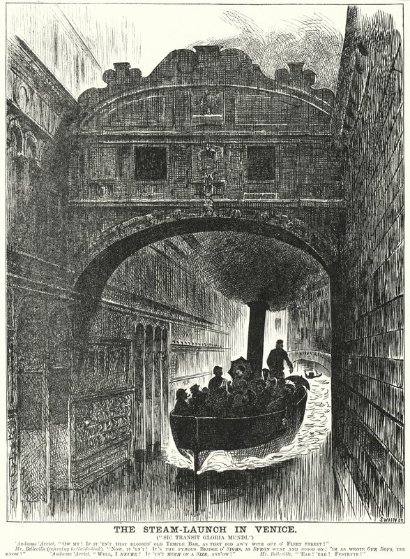 Soco cartoon: The Steam Launch in Venice (gravura) de George (after) Du Maurier