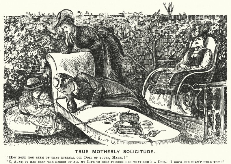 Soco cartoon: Verdadeira Solicitude Maternal (gravura) de George (after) Du Maurier