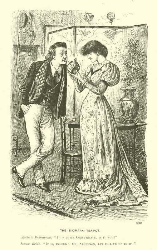 O bule de chá de seis marcas (gravura) de George (after) Du Maurier