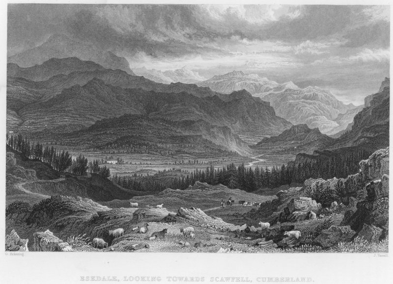 Eskdale, Looking Towards Scawfell, Cumberland (gravura) de George (after) Pickering