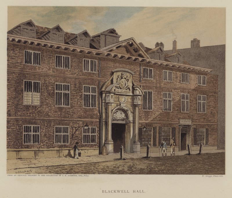 Blackwell Hall, City of London (cor litho) de George (after) Shepherd