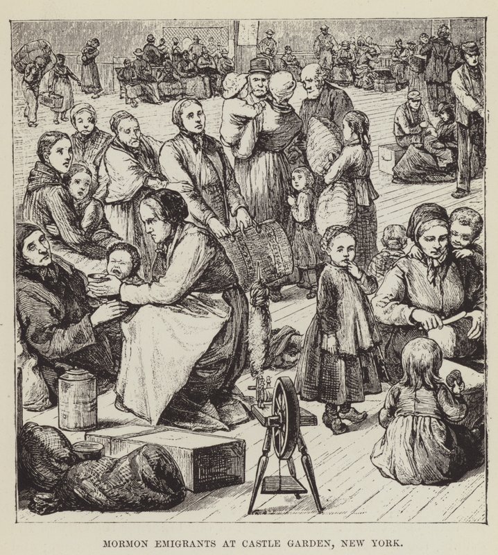 Emigrantes mórmons em Castle Garden, Nova York de George Augustus Sala