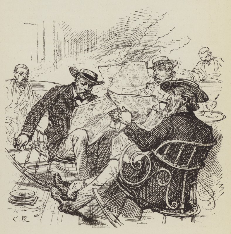 Lendo os papéis, balançando cadeiras de George Augustus Sala