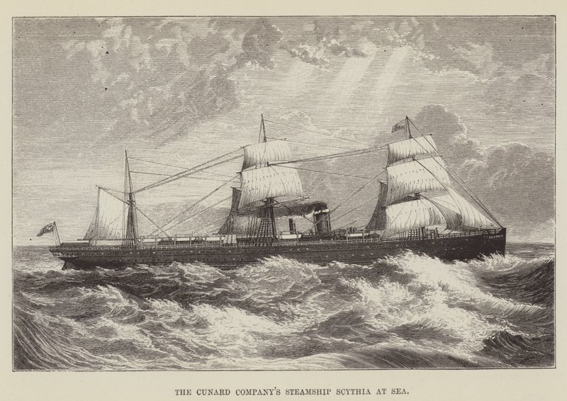 O Cunard Companys navio a vapor Scythia no mar de George Augustus Sala