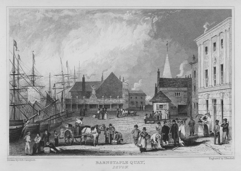 Barnstaple Quay, Devon (gravura) de George Bryant Campion