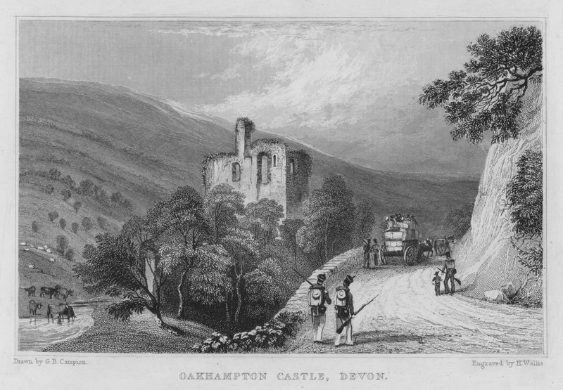 Castelo de Oakhampton, Devon (gravura) de George Bryant Campion