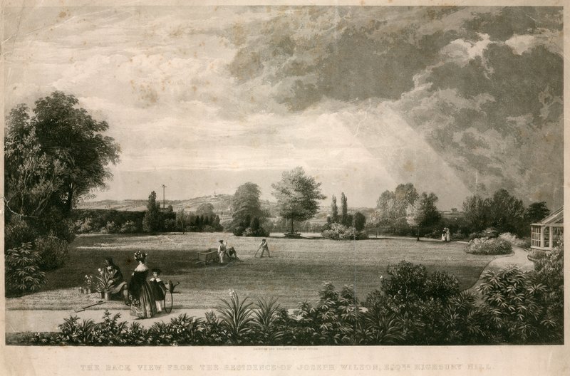 A vista traseira da residência de Joseph Wilson, Highbury Hill de George Childs