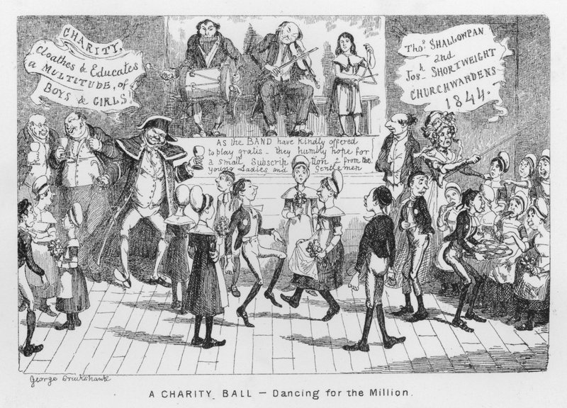 Um Baile de Caridade, Dança para o Milhão (gravura) de George Cruikshank