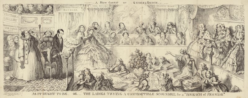 Um desenho satírico do Banco Queens de George Cruikshank