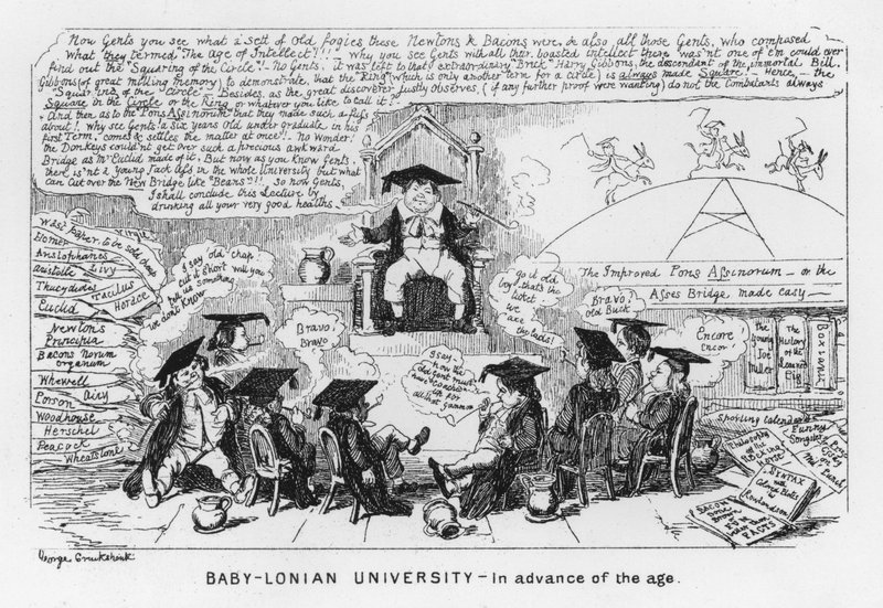 Baby-Lonian University, In advance of the Age (gravura) de George Cruikshank